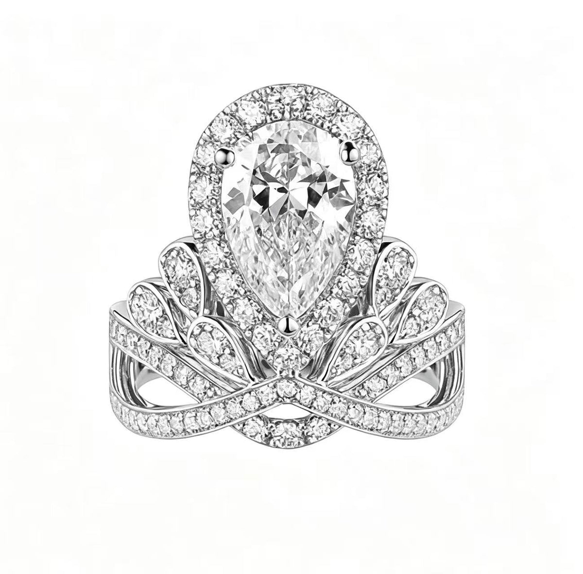 Crown droplet shaped platinum ring