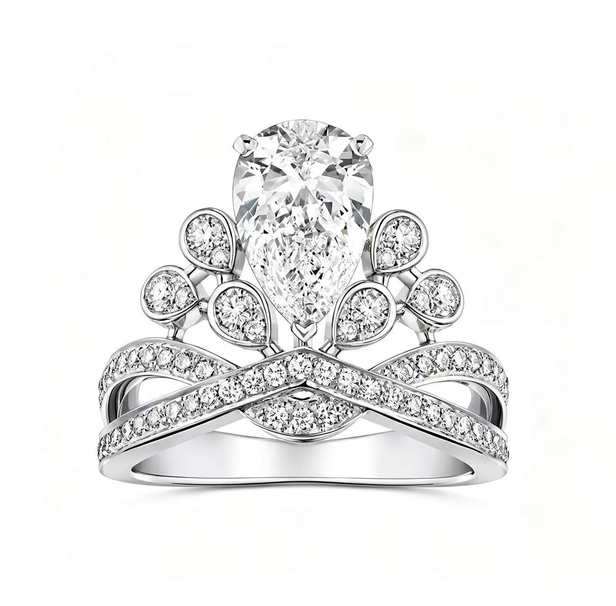 Crown droplet shaped platinum ring