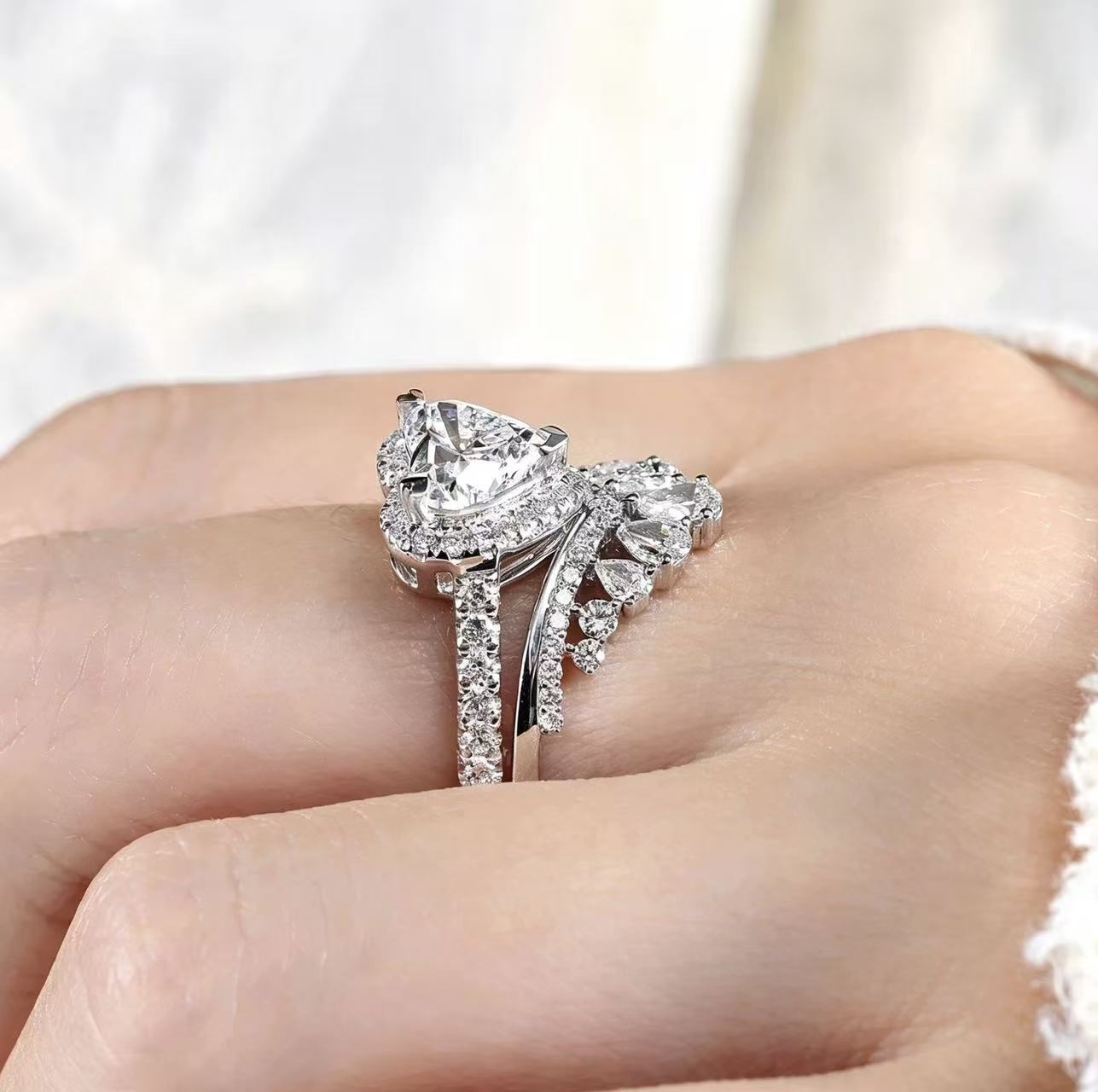 Heart shaped double layered ring