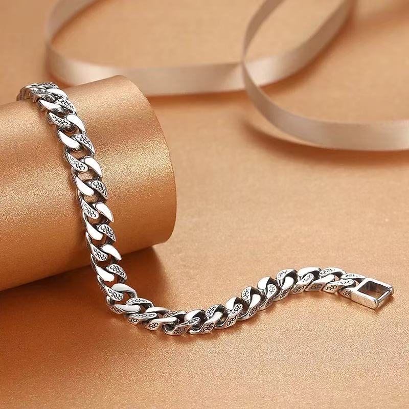 S925 Sterling Silver Tangkupunk Silver Bracelet for Men Couples Solid Bracelet for Boys Qixi Gift