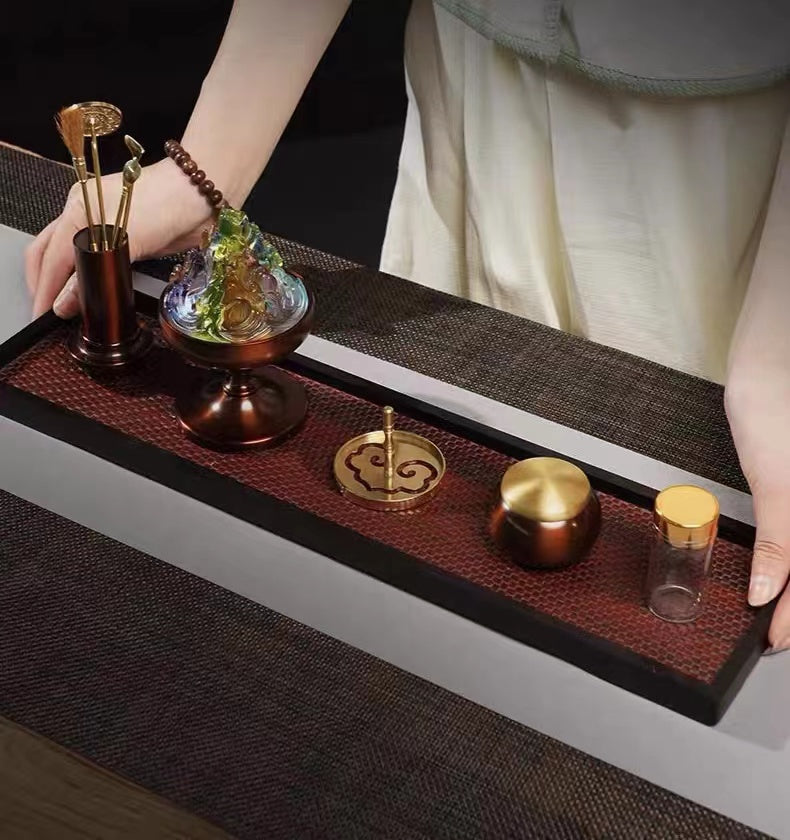 Pure copper square incense burner set