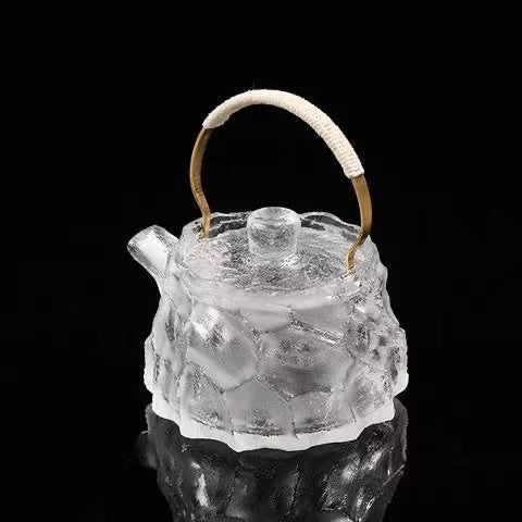 Natural Crystal Faced Tea Pot with Tea Cup Set Tea Set