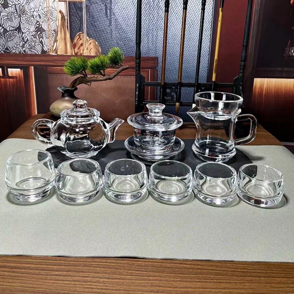 Natural crystal cup, original mineral crystal cup, teapot, fair cup, lid, bowl, tea strainer, small cup, Chinese high-end tea set