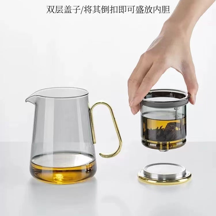 Elegant cup, all glass heat-resistant filter, tea brewing artifact, Kung Fu tea set, magnetic suction cup