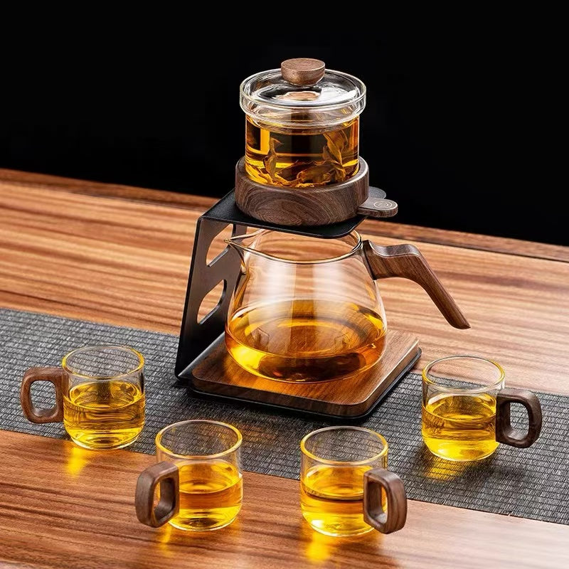 Intelligent automatic lazy tea maker tea set with magnetic suction and one click tea separation, elegant cup