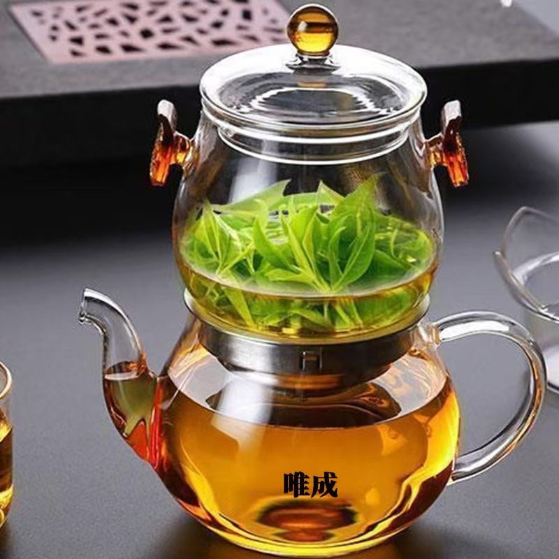 Teapot glass inner liner, elegant cup, tea separation and filtration