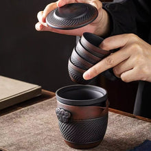 Load image into Gallery viewer, One pot and four cups portable travel tea set outdoor