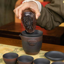 Load image into Gallery viewer, One pot and four cups portable travel tea set outdoor