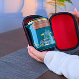 Tea set: 1 pot, 5 cups, portable all-in-one storage, Chinese style ceramic tea set, car mounted, outdoor, easy to soak