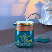 Görseli Galeri görüntüleyiciye yükleyin, Tea set: 1 pot, 5 cups, portable all-in-one storage, Chinese style ceramic tea set, car mounted, outdoor, easy to soak