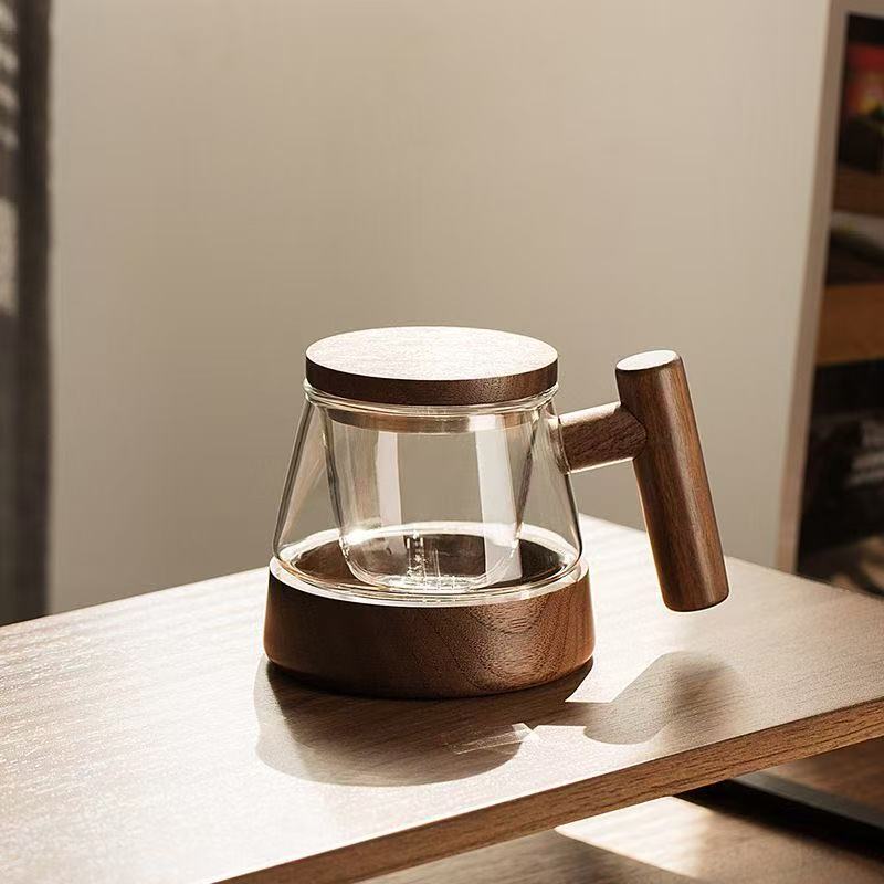 Magnetic glass tea cup, tea separation tea cup, office filter water cup