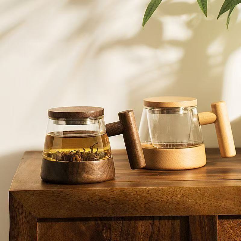 Magnetic glass tea cup, tea separation tea cup, office filter water cup