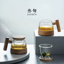Load image into Gallery viewer, Magnetic glass tea cup, tea separation tea cup, office filter water cup