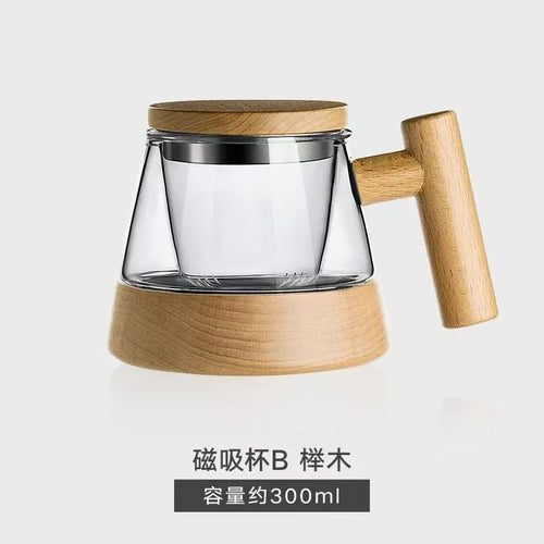 Magnetic glass tea cup, tea separation tea cup, office filter water cup