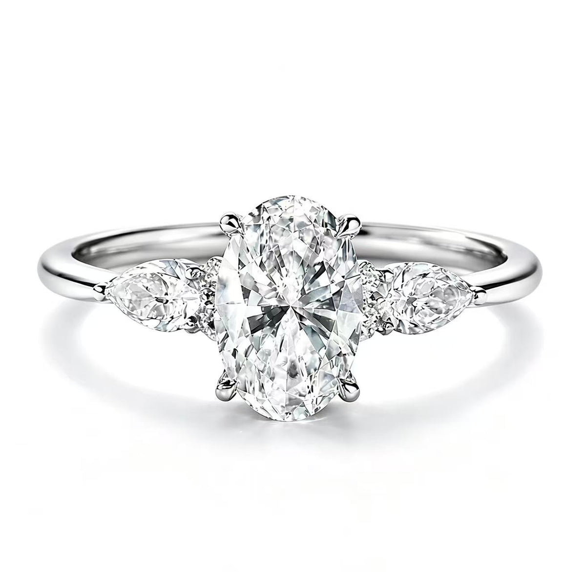Oval shaped three stone design