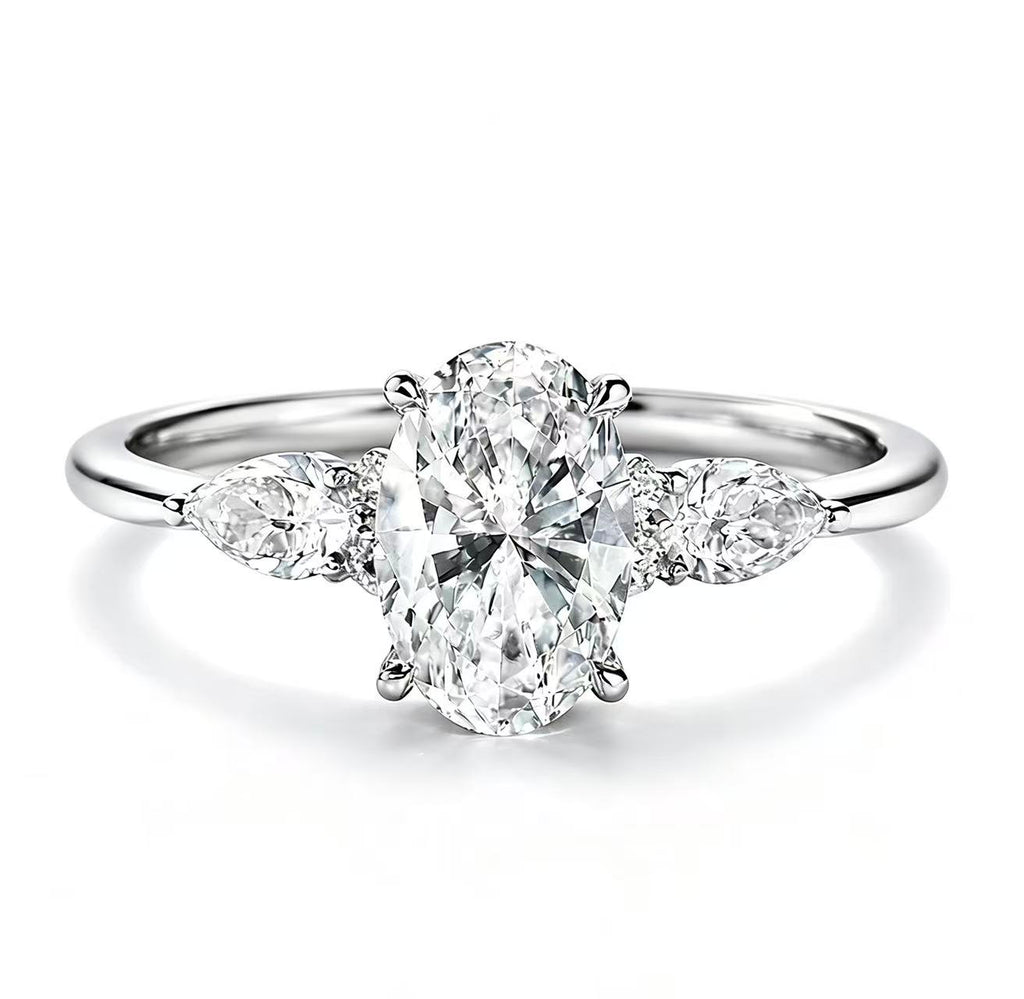Oval shaped three stone design