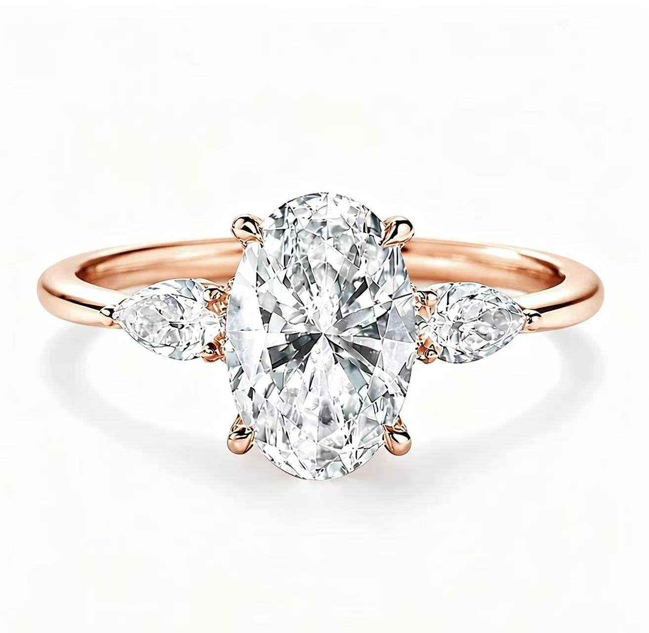 Oval shaped three stone design