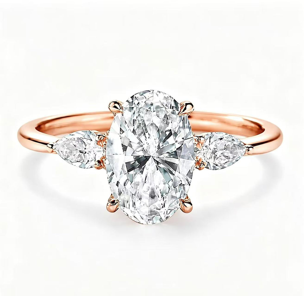 Oval shaped three stone design