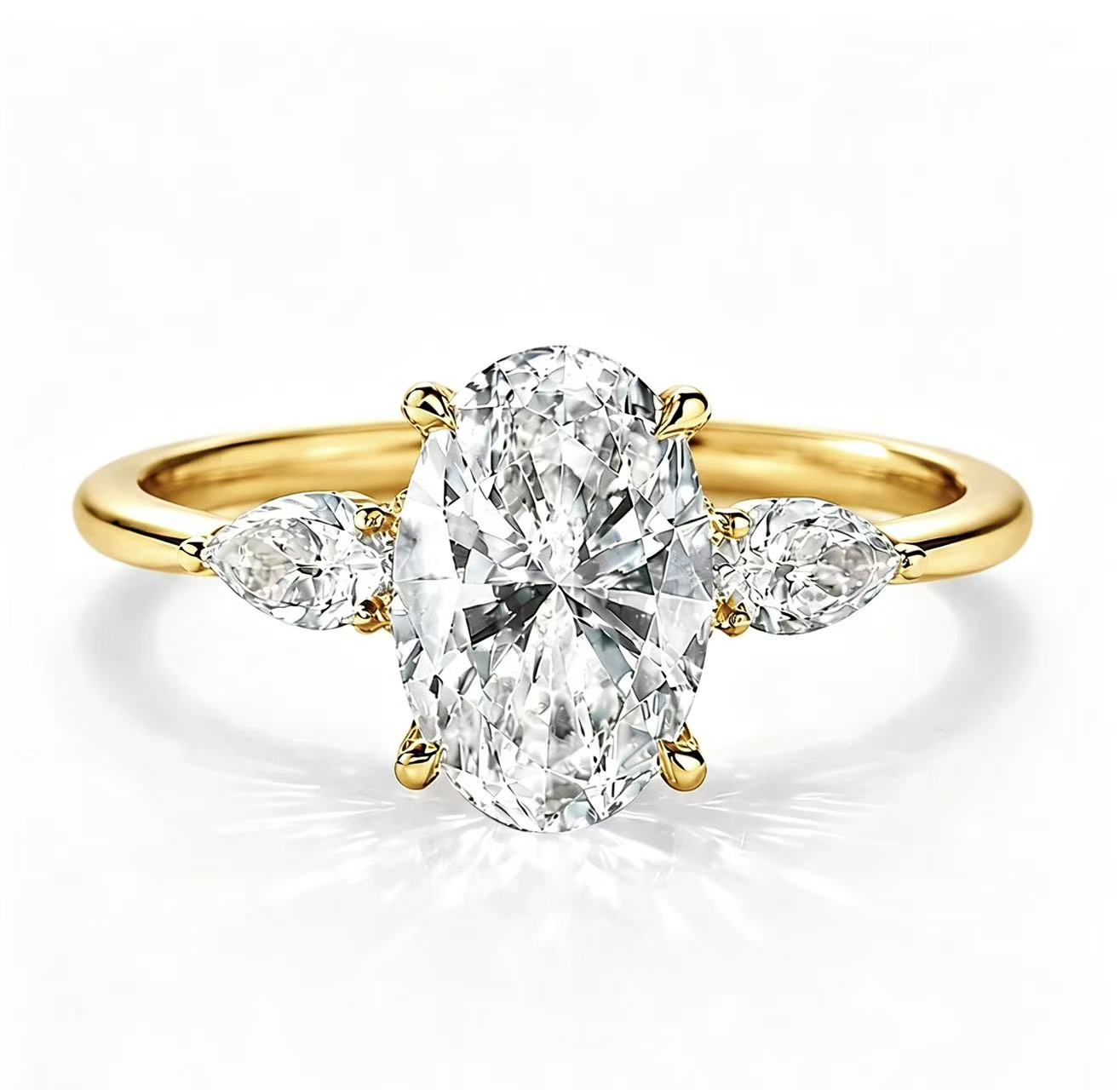 Oval shaped three stone design