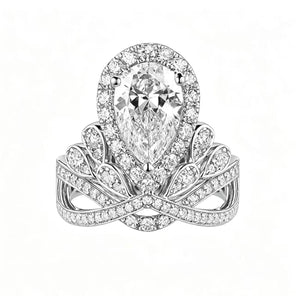 Crown droplet shaped platinum ring