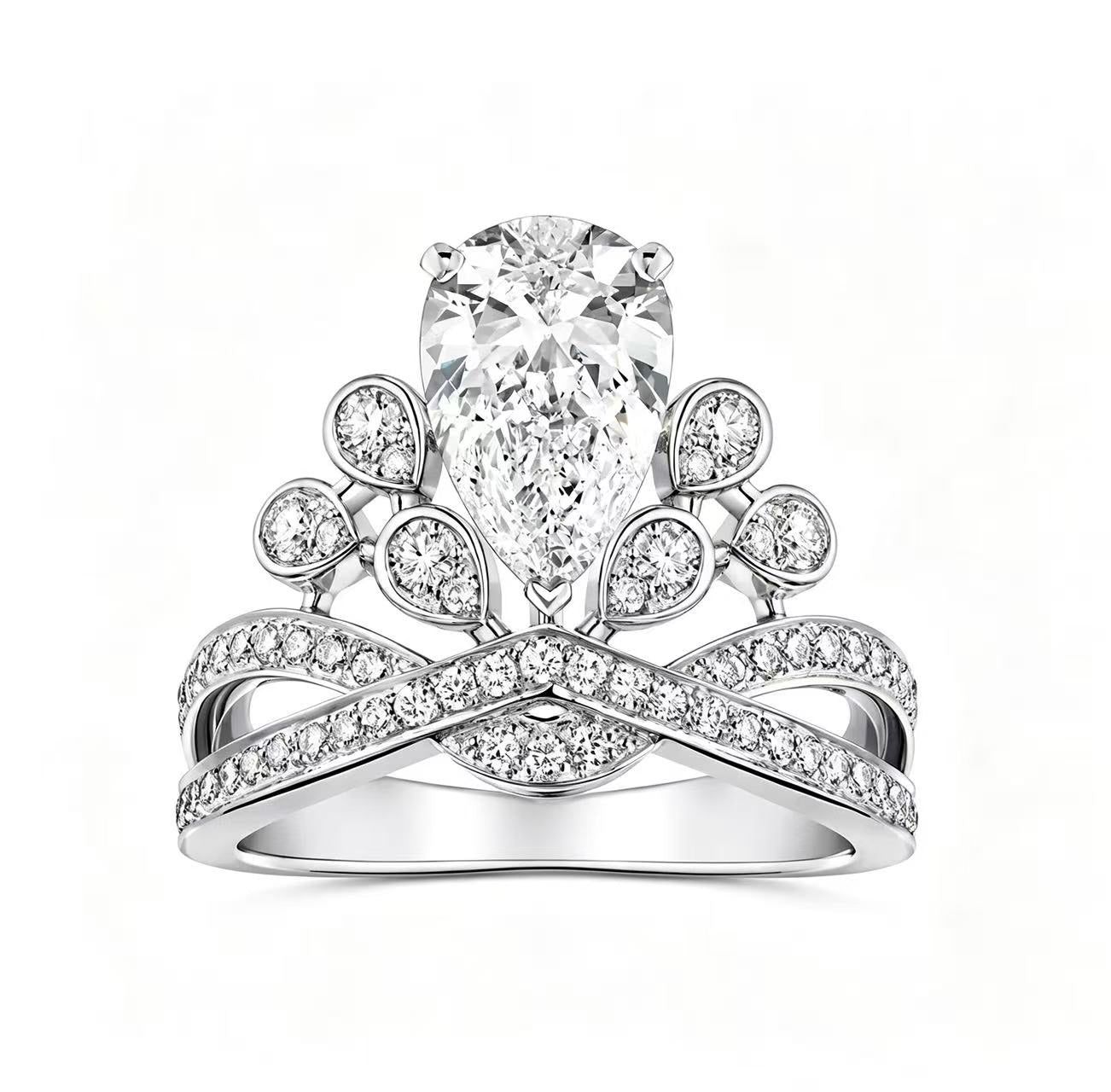 Crown droplet shaped platinum ring