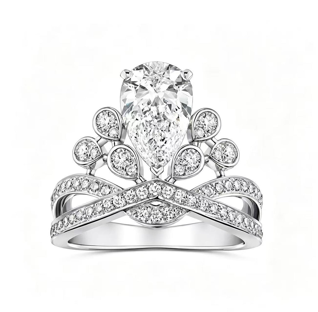 Crown droplet shaped platinum ring