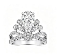 Load image into Gallery viewer, Crown droplet shaped platinum ring