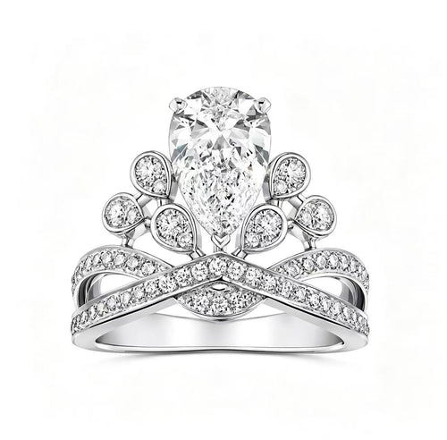 Crown droplet shaped platinum ring