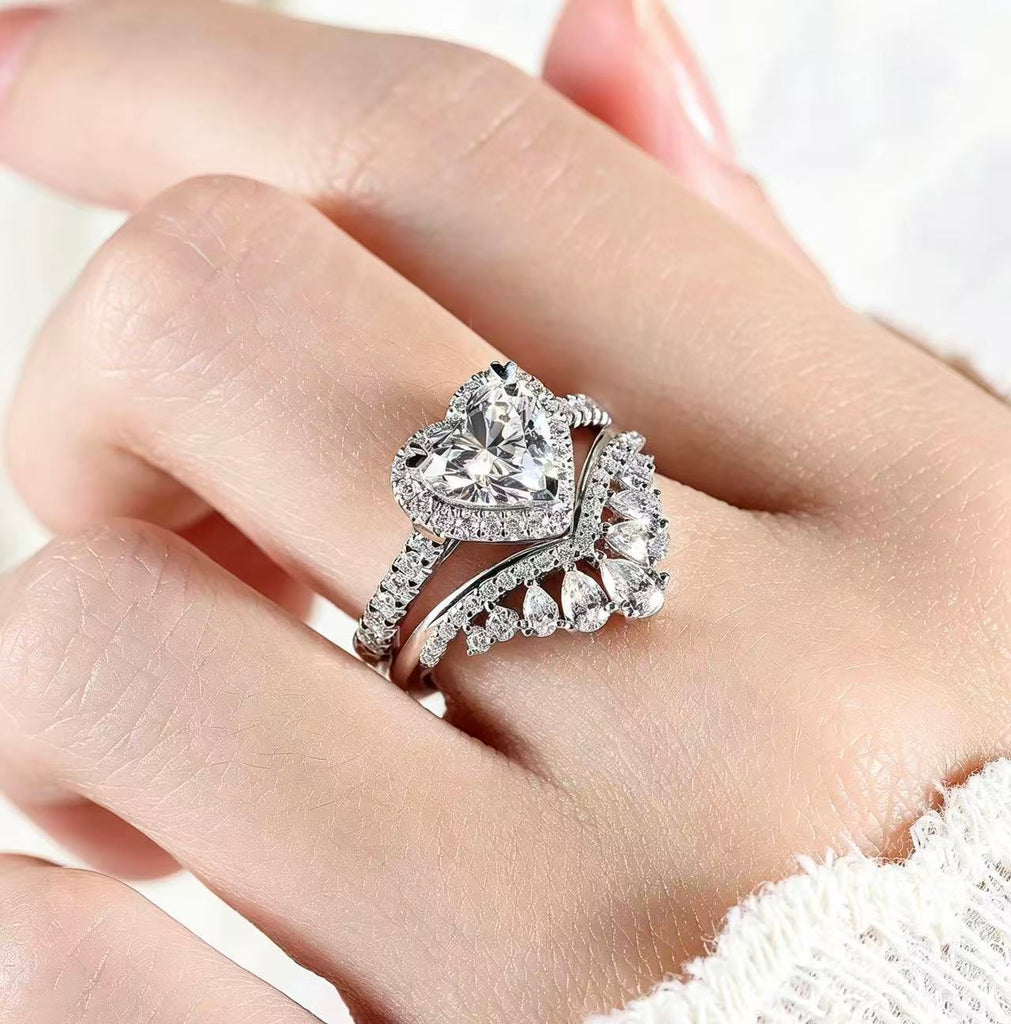 Heart shaped double layered ring