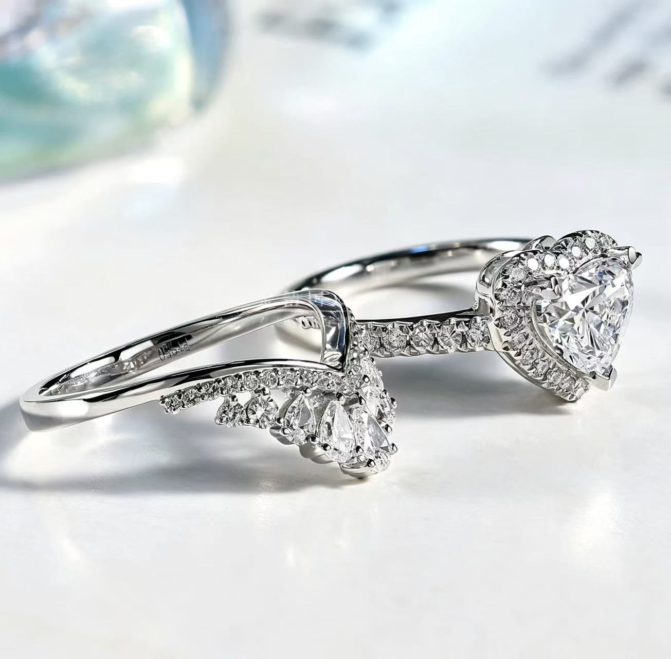 Heart shaped double layered ring