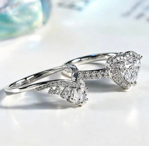 Heart shaped double layered ring