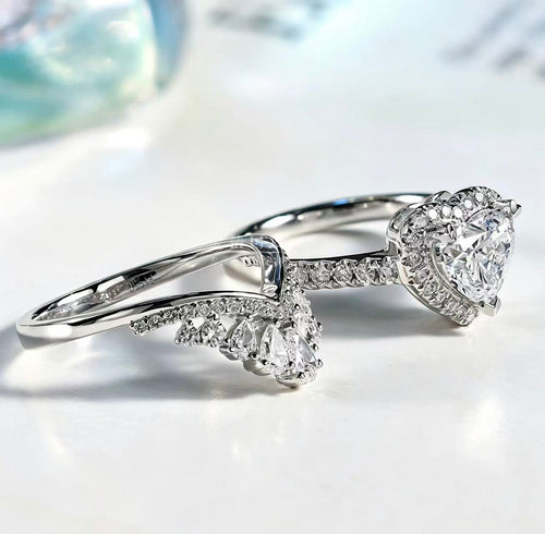 Heart shaped double layered ring