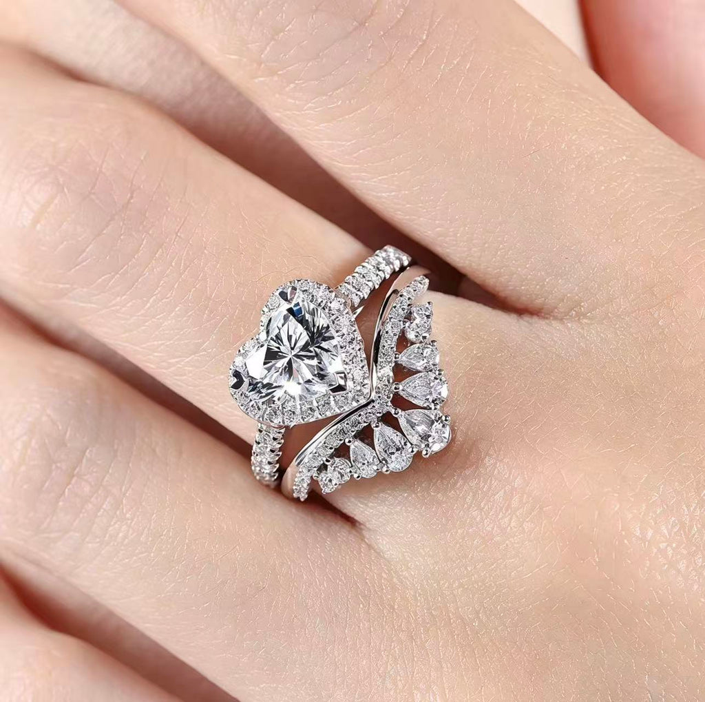 Heart shaped double layered ring
