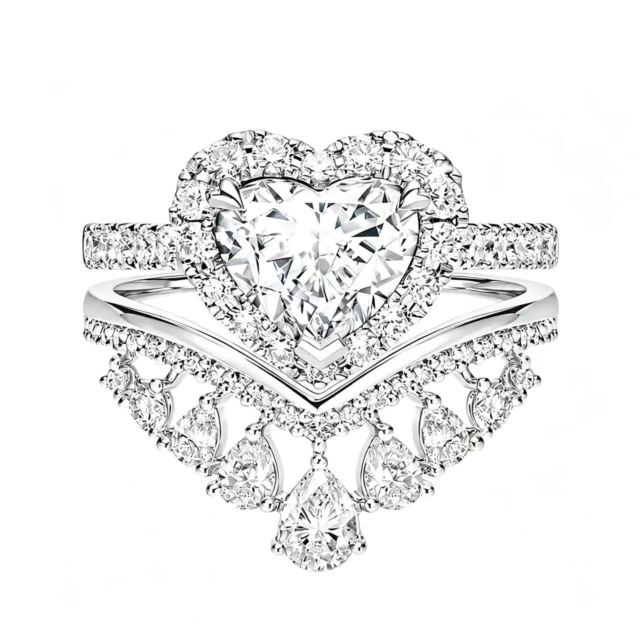 Heart shaped double layered ring