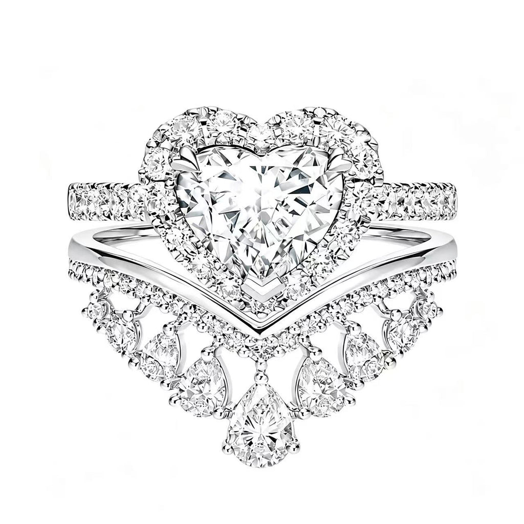 Heart shaped double layered ring