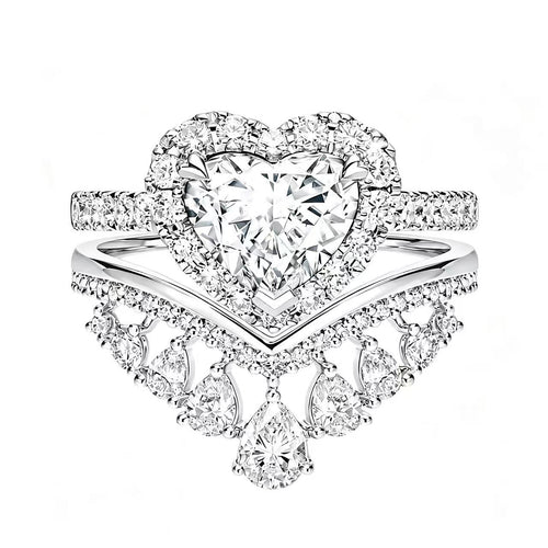 Heart shaped double layered ring