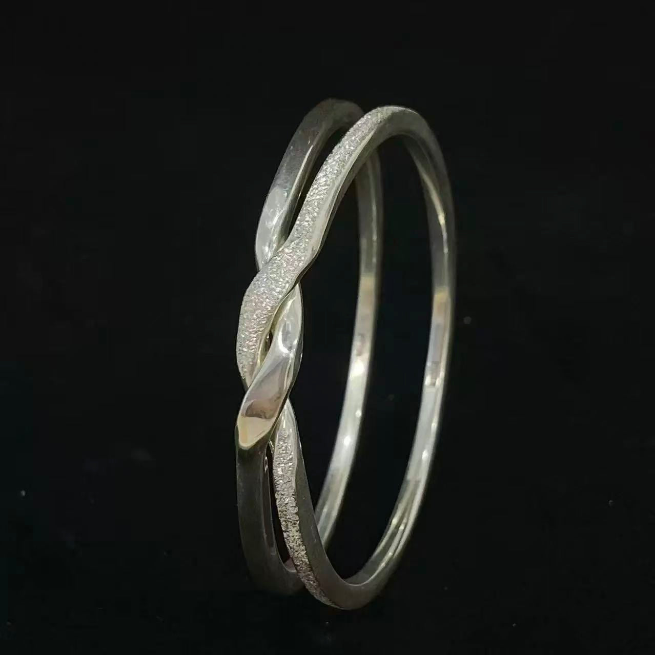925 sterling silver double loop winding chain handmade bracelet, 40g