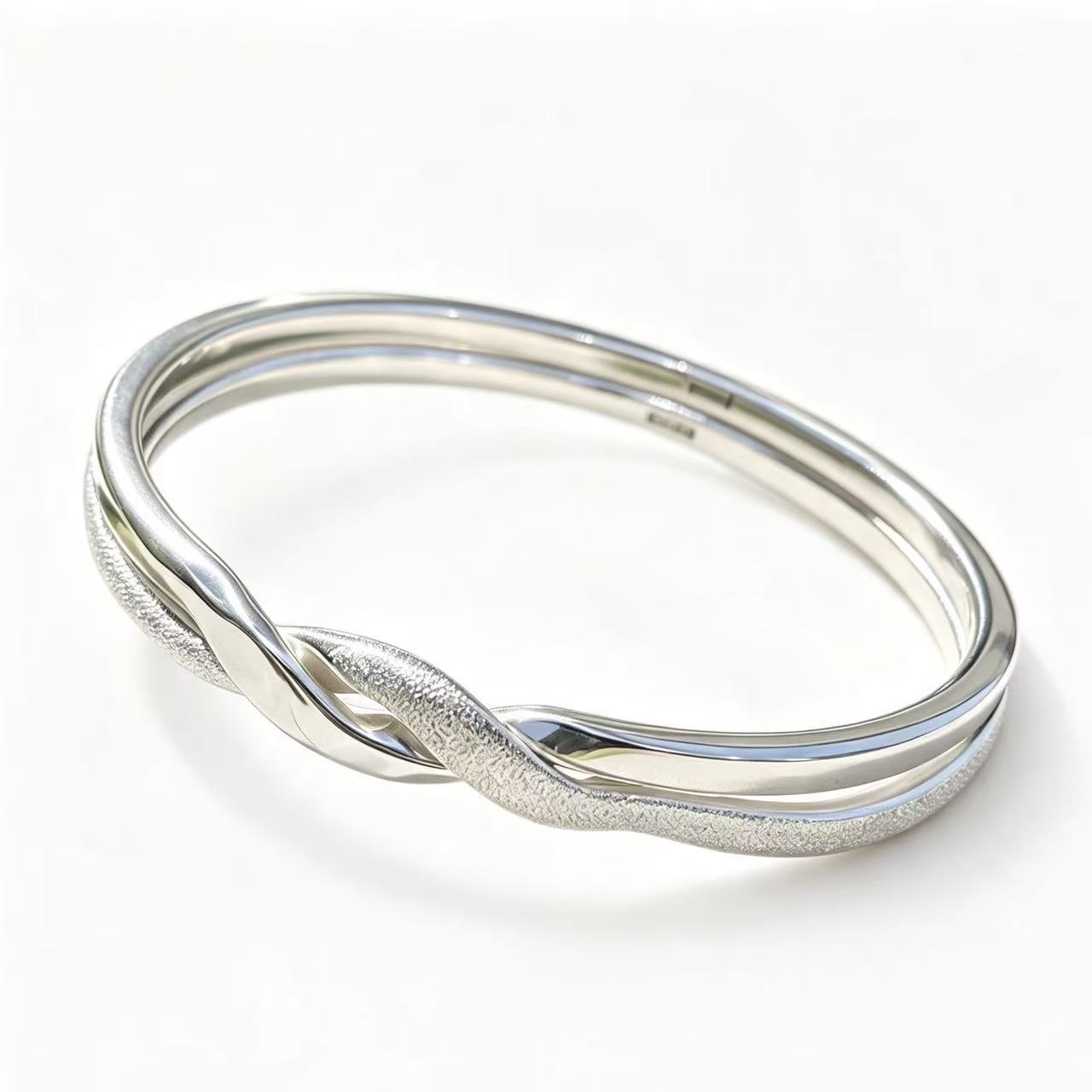 925 sterling silver double loop winding chain handmade bracelet, 40g