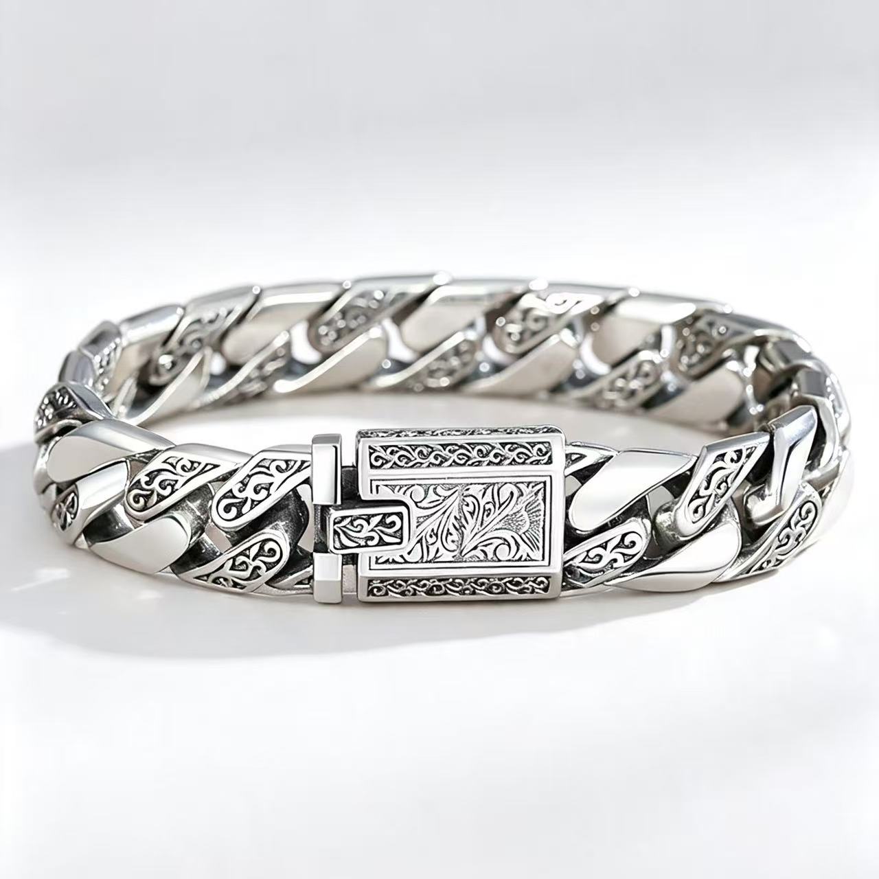 S925 Sterling Silver Tangkupunk Silver Bracelet for Men Couples Solid Bracelet for Boys Qixi Gift