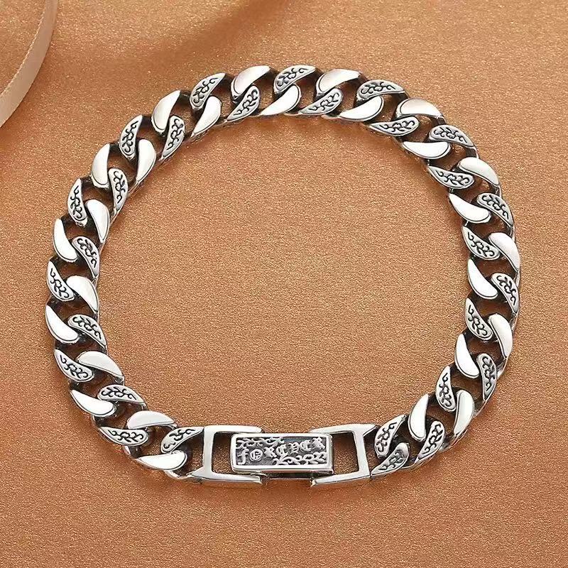 S925 Sterling Silver Tangkupunk Silver Bracelet for Men Couples Solid Bracelet for Boys Qixi Gift