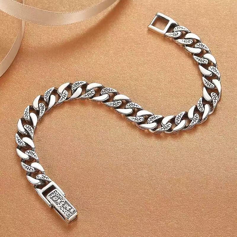 S925 Sterling Silver Tangkupunk Silver Bracelet for Men Couples Solid Bracelet for Boys Qixi Gift
