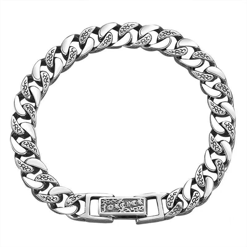 S925 Sterling Silver Tangkupunk Silver Bracelet for Men Couples Solid Bracelet for Boys Qixi Gift