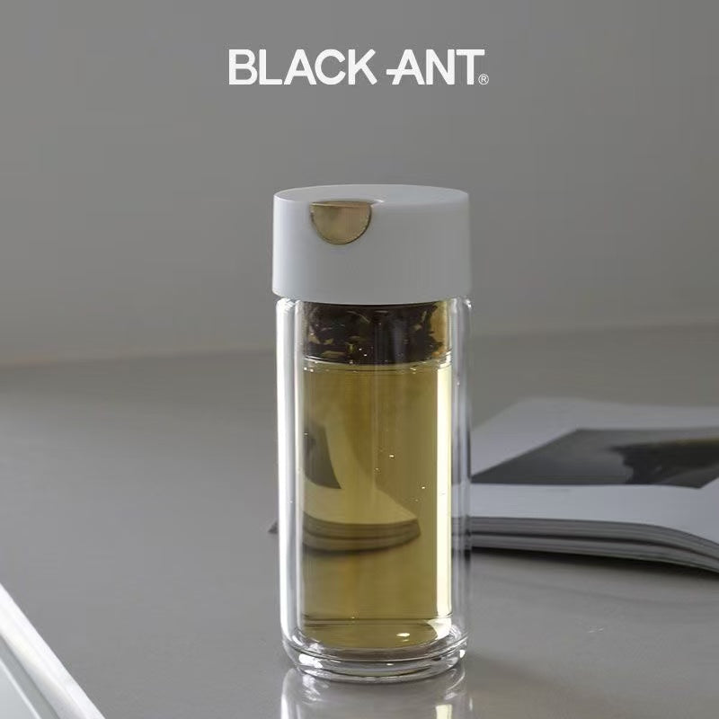 Tea water separation double-layer high borosilicate glass cup