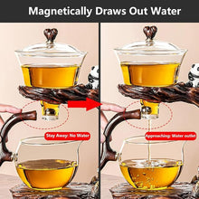 Load image into Gallery viewer, Lazy Kungfu Drip TeaPot, Heat Resistant Tea Set, Semi-Automatic Glass Teapot Suit for Magnetic Water Flow Wooden Glass Teapot Set
