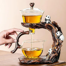 Load image into Gallery viewer, Lazy Kungfu Drip TeaPot, Heat Resistant Tea Set, Semi-Automatic Glass Teapot Suit for Magnetic Water Flow Wooden Glass Teapot Set