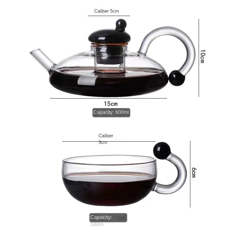 Kitchen glass teapot set 600ml