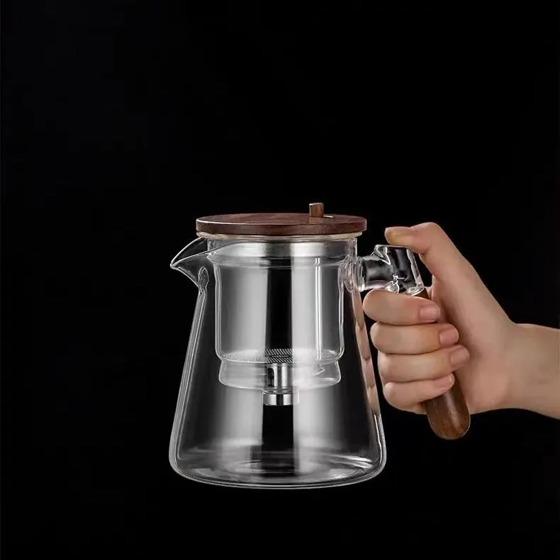 ea pot with heat-resistant glass inner liner, one click tea water separation press type tea cup