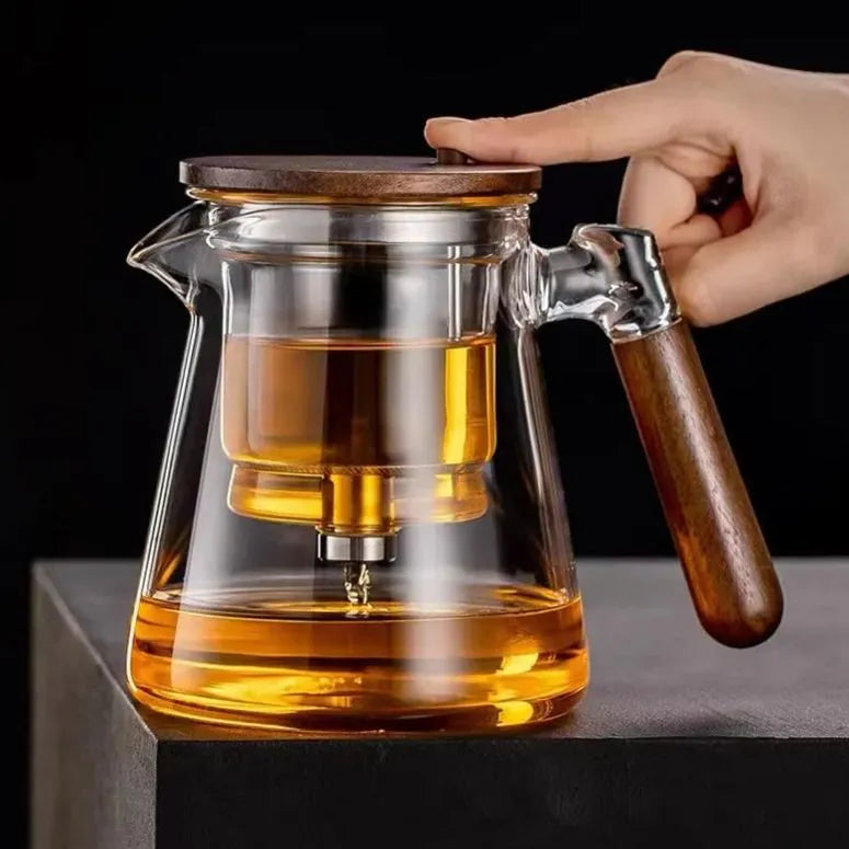 ea pot with heat-resistant glass inner liner, one click tea water separation press type tea cup