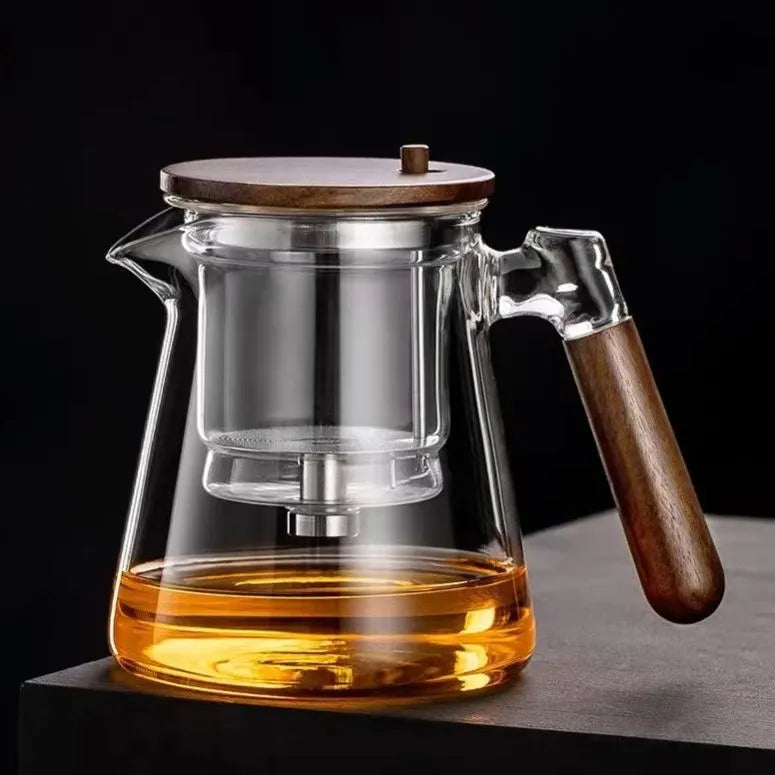 ea pot with heat-resistant glass inner liner, one click tea water separation press type tea cup