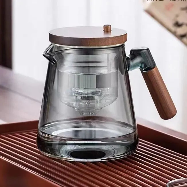 ea pot with heat-resistant glass inner liner, one click tea water separation press type tea cup